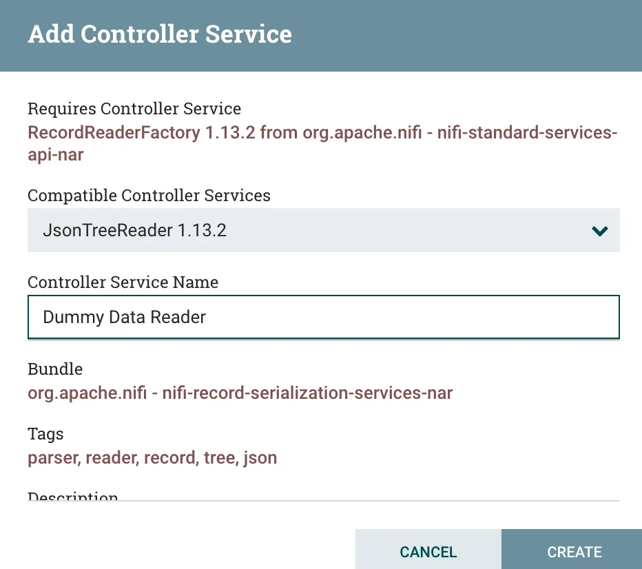 Adding a new JsonTreeReader service